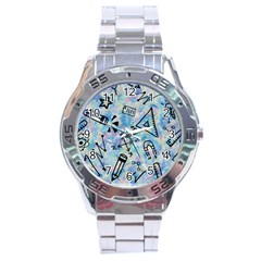 Science-education-doodle-background Stainless Steel Analogue Watch