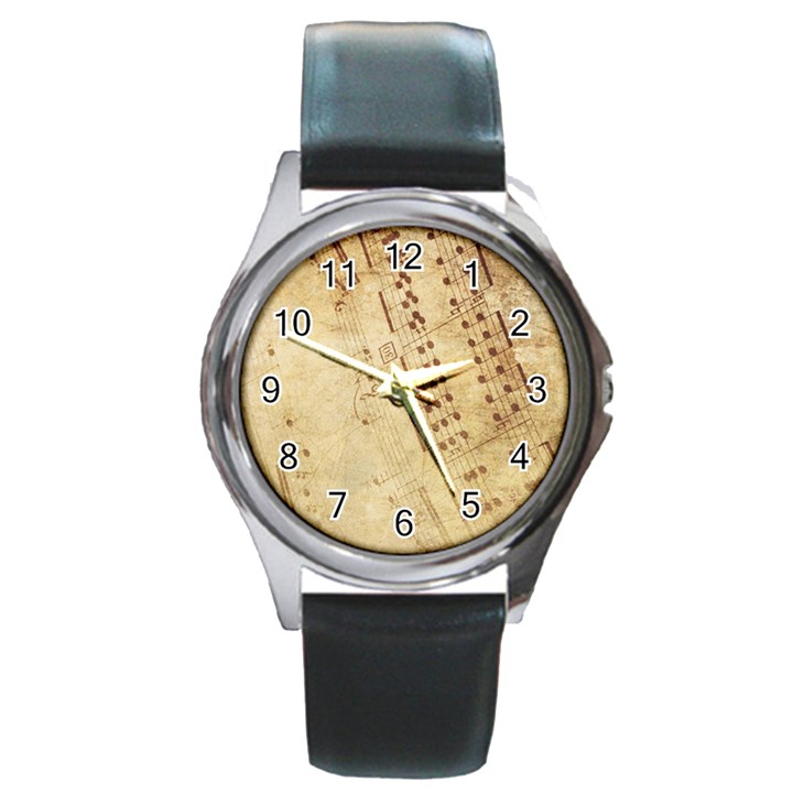 Music-melody-old-fashioned Round Metal Watch