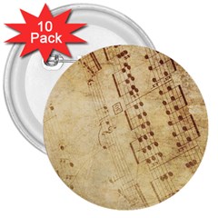 Music-melody-old-fashioned 3  Buttons (10 Pack)  by Sapixe