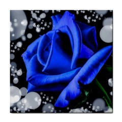 Blue-rose-rose-rose-bloom-blossom Tile Coaster by Sapixe