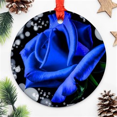 Blue-rose-rose-rose-bloom-blossom Ornament (round) by Sapixe