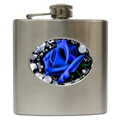 Blue-rose-rose-rose-bloom-blossom Hip Flask (6 Oz) by Sapixe