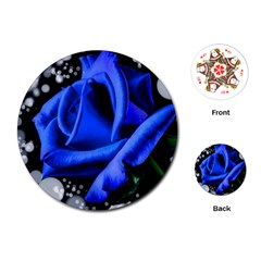 Blue-rose-rose-rose-bloom-blossom Playing Cards Single Design (round) by Sapixe