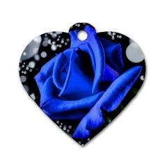 Blue-rose-rose-rose-bloom-blossom Dog Tag Heart (one Side) by Sapixe