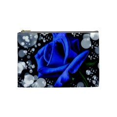 Blue-rose-rose-rose-bloom-blossom Cosmetic Bag (medium) by Sapixe