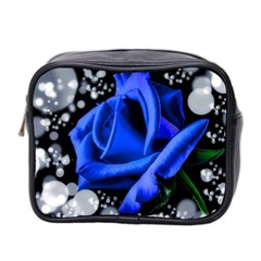 Blue-rose-rose-rose-bloom-blossom Mini Toiletries Bag (two Sides) by Sapixe