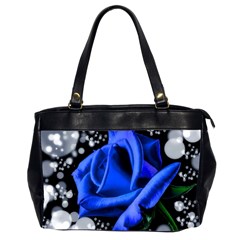 Blue-rose-rose-rose-bloom-blossom Oversize Office Handbag (2 Sides) by Sapixe