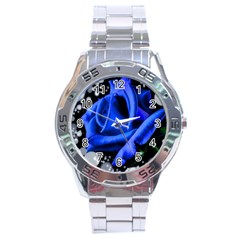 Blue-rose-rose-rose-bloom-blossom Stainless Steel Analogue Watch by Sapixe