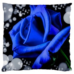 Blue-rose-rose-rose-bloom-blossom Large Cushion Case (two Sides) by Sapixe