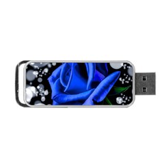 Blue-rose-rose-rose-bloom-blossom Portable Usb Flash (one Side) by Sapixe