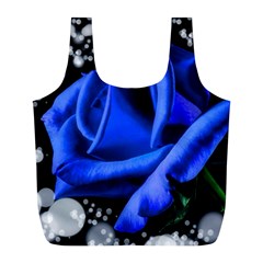 Blue-rose-rose-rose-bloom-blossom Full Print Recycle Bag (l) by Sapixe