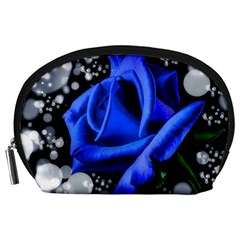 Blue-rose-rose-rose-bloom-blossom Accessory Pouch (large) by Sapixe