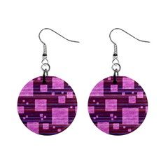 Squares-purple-stripes-texture Mini Button Earrings