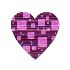 Squares-purple-stripes-texture Heart Magnet