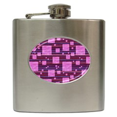 Squares-purple-stripes-texture Hip Flask (6 oz)