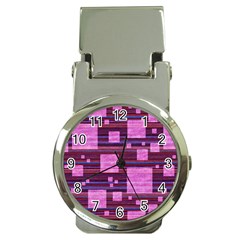 Squares-purple-stripes-texture Money Clip Watches