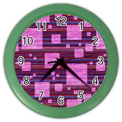 Squares-purple-stripes-texture Color Wall Clock