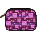 Squares-purple-stripes-texture Digital Camera Leather Case Front