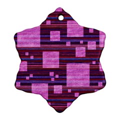 Squares-purple-stripes-texture Snowflake Ornament (Two Sides)