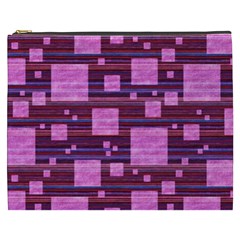 Squares-purple-stripes-texture Cosmetic Bag (XXXL)