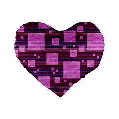 Squares-purple-stripes-texture Standard 16  Premium Heart Shape Cushions