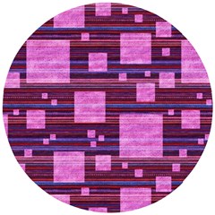 Squares-purple-stripes-texture Wooden Puzzle Round by Sapixe