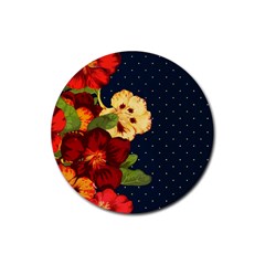 Flowers-vintage-floral Rubber Coaster (round)  by Sapixe