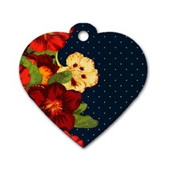 Flowers-vintage-floral Dog Tag Heart (one Side) by Sapixe