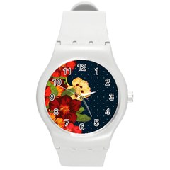 Flowers-vintage-floral Round Plastic Sport Watch (m) by Sapixe