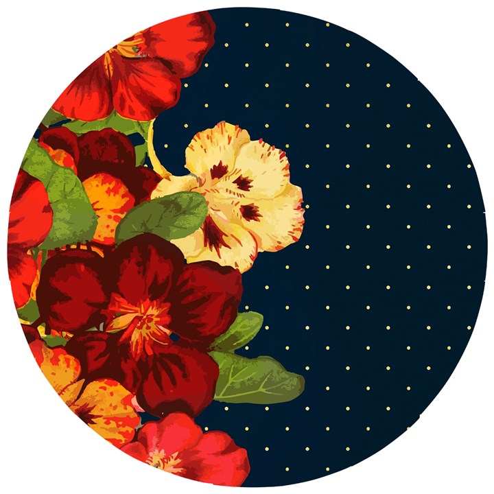 Flowers-vintage-floral Wooden Puzzle Round