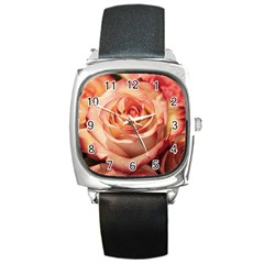 Roses-flowers-rose-bloom-petals Square Metal Watch