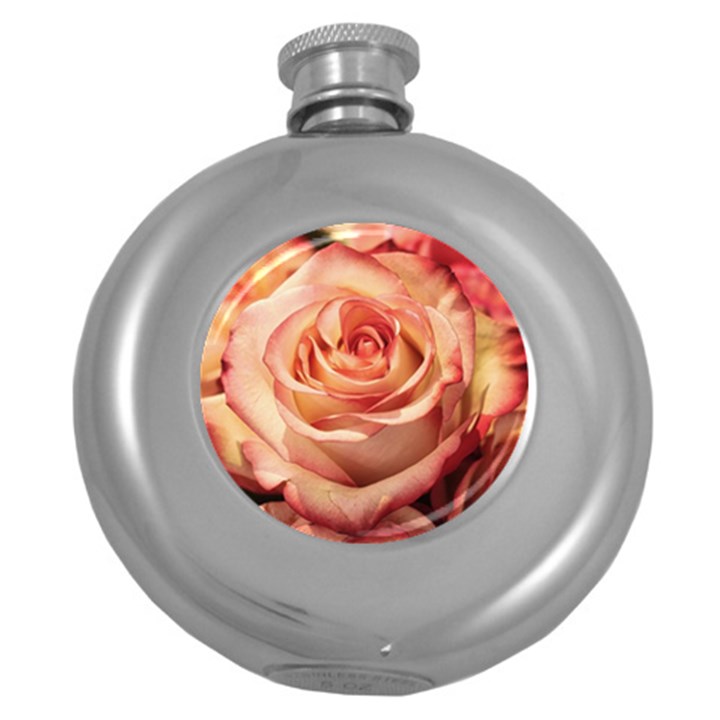 Roses-flowers-rose-bloom-petals Round Hip Flask (5 oz)