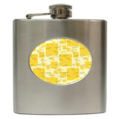 Party-confetti-yellow-squares Hip Flask (6 Oz) by Sapixe