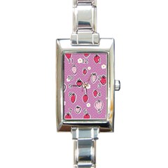 Juicy Strawberries Rectangle Italian Charm Watch by SychEva