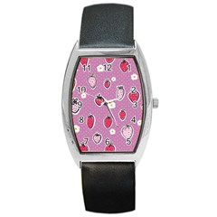 Juicy Strawberries Barrel Style Metal Watch by SychEva