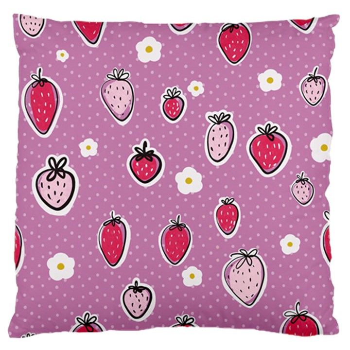 Juicy Strawberries Large Flano Cushion Case (One Side)