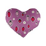 Juicy Strawberries Standard 16  Premium Flano Heart Shape Cushions Front