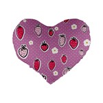 Juicy Strawberries Standard 16  Premium Flano Heart Shape Cushions Back