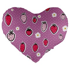 Juicy Strawberries Large 19  Premium Flano Heart Shape Cushions by SychEva