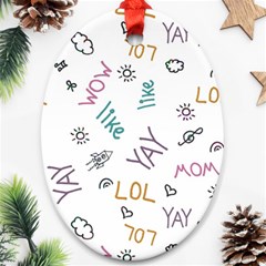 Doodle Pattern Oval Ornament (two Sides) by Sapixe