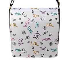 Doodle Pattern Flap Closure Messenger Bag (l) by Sapixe