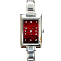 Rose-red-rose-red-flower-petals-waves-glow Rectangle Italian Charm Watch by Sapixe