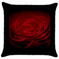 Rose-red-rose-red-flower-petals-waves-glow Throw Pillow Case (black) by Sapixe