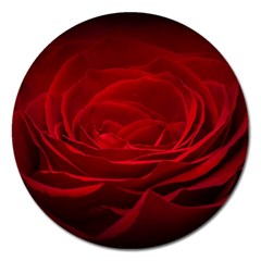 Rose-red-rose-red-flower-petals-waves-glow Magnet 5  (round) by Sapixe