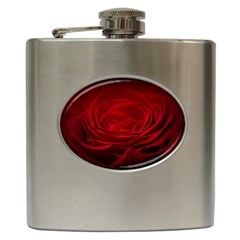 Rose-red-rose-red-flower-petals-waves-glow Hip Flask (6 Oz) by Sapixe