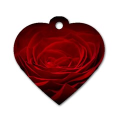 Rose-red-rose-red-flower-petals-waves-glow Dog Tag Heart (one Side) by Sapixe