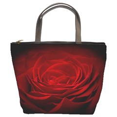 Rose-red-rose-red-flower-petals-waves-glow Bucket Bag by Sapixe