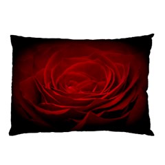 Rose-red-rose-red-flower-petals-waves-glow Pillow Case by Sapixe