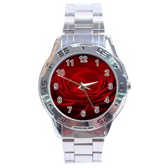 Rose-red-rose-red-flower-petals-waves-glow Stainless Steel Analogue Watch by Sapixe