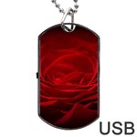 Rose-red-rose-red-flower-petals-waves-glow Dog Tag USB Flash (One Side) Front